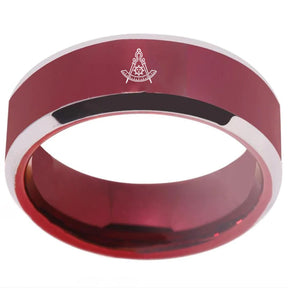 Past Master Blue Lodge California Regulation Ring - Red Color - Bricks Masons
