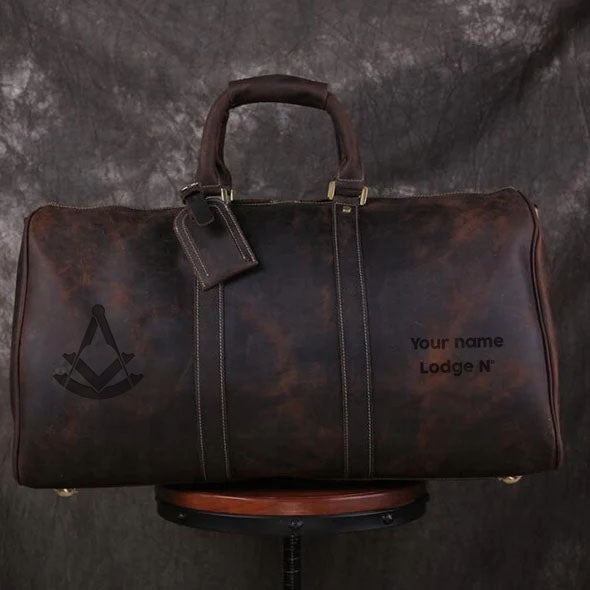 Past Master Blue Lodge Travel Bag - Genuine Vintage Leather - Bricks Masons