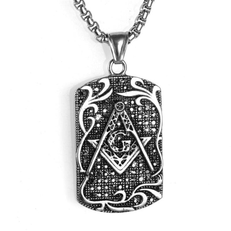 Master Mason Blue Lodge Necklace - Metal Square and Compass G Pendant (Gold & Silver) - Bricks Masons