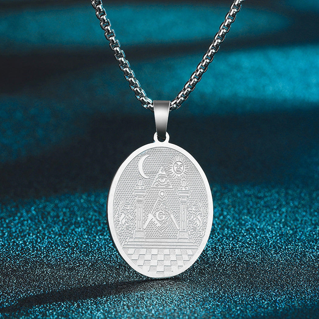 Master Mason Blue Lodge Necklace - Boaz And Jachin Pillars - Bricks Masons