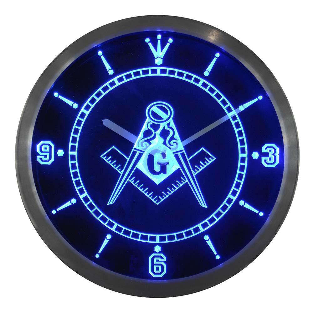 Master Mason Blue Lodge Clock - LED Quartz - Bricks Masons