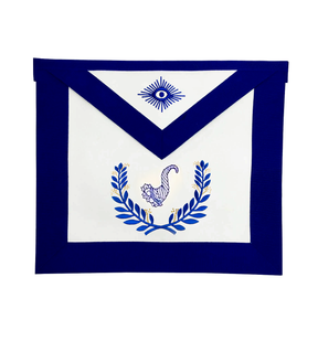 Senior Steward Blue Lodge Officer Apron - Royal Blue Wreath Embroidery - Bricks Masons