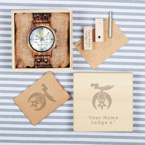 Shriners Wristwatch - Various Wood Colors - Bricks Masons