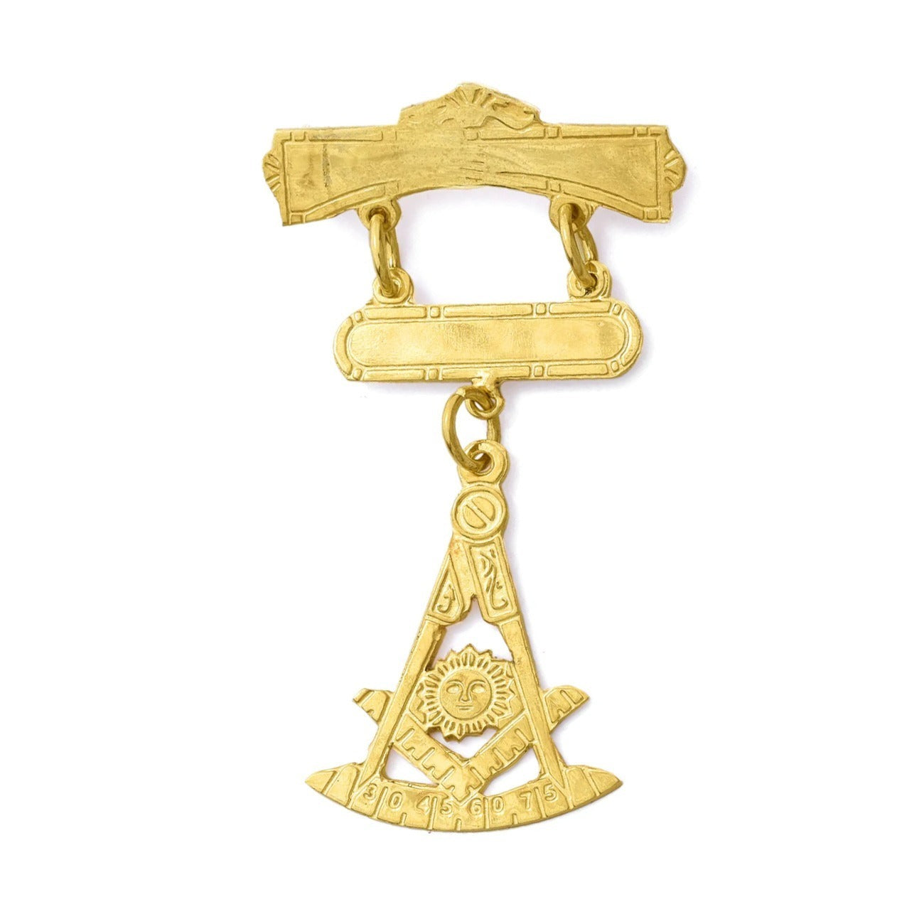 Past Master Blue Lodge California Regulation Breast Jewel - Gold With Two Bars - Bricks Masons