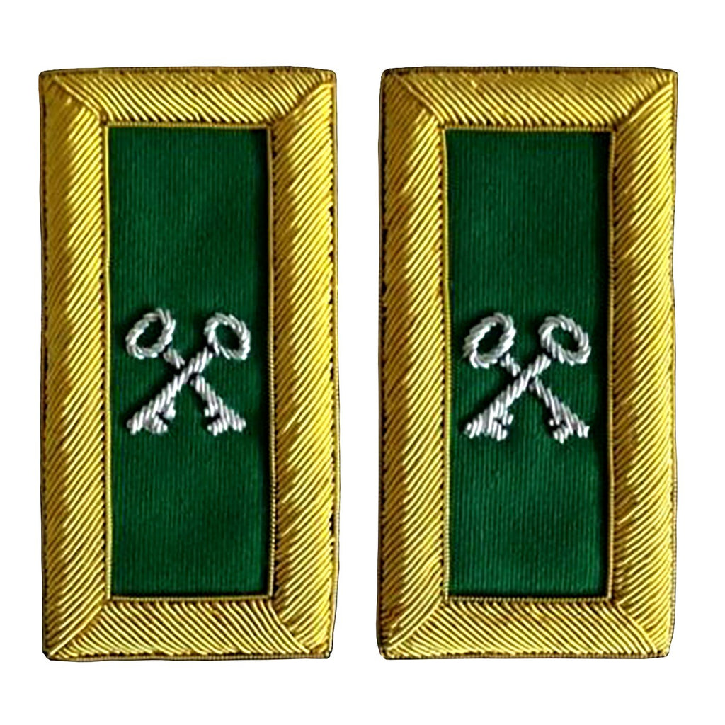 Treasurer Knights Templar Commandery Frock Coat Shoulder Board - Bullion Embroidery - Bricks Masons