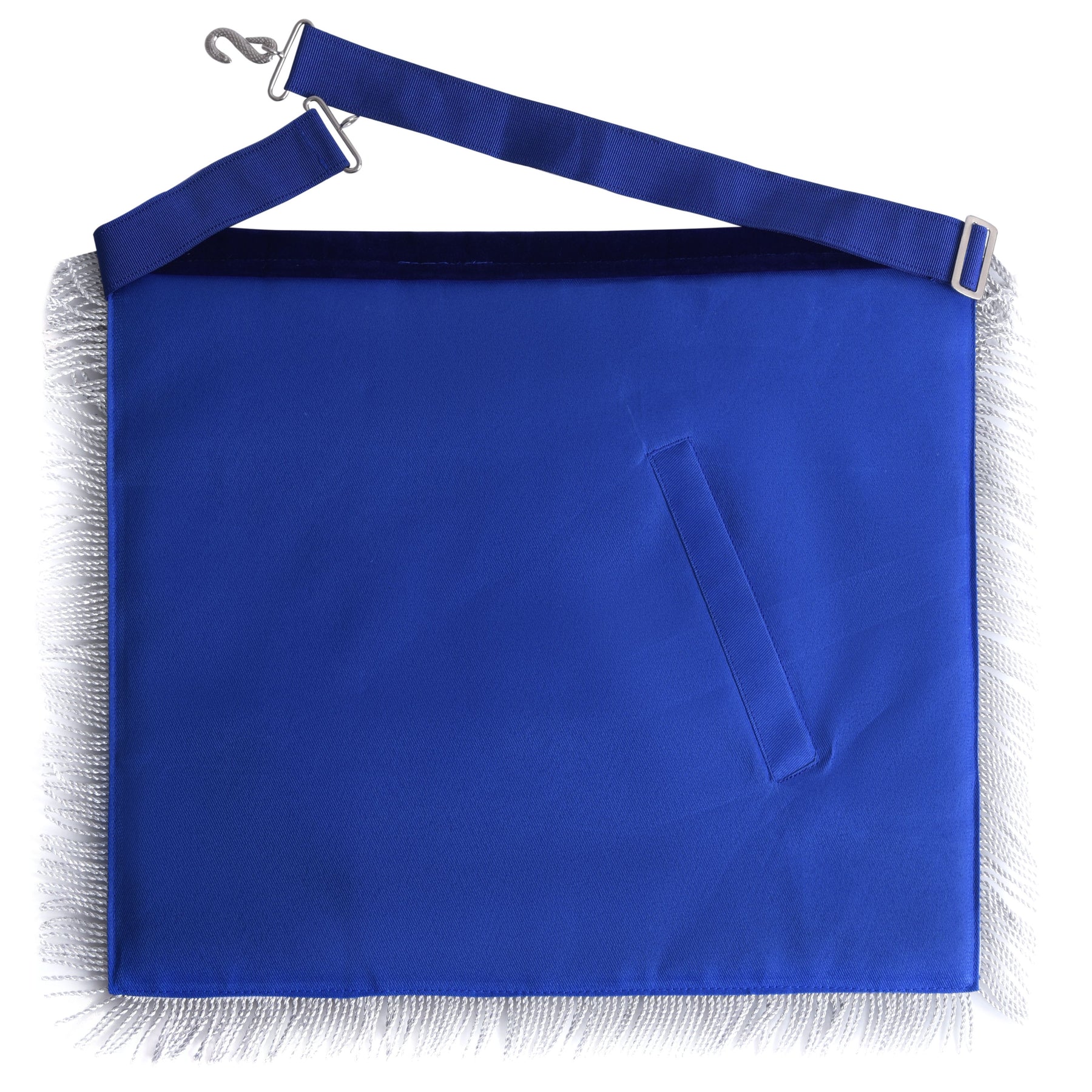 Worshipful Master Blue Lodge Officer Apron - Navy Blue With Silver Fringe - Bricks Masons